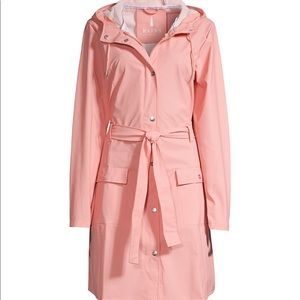 Rains pink coat with belt